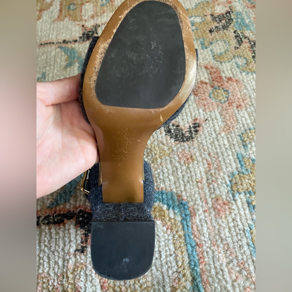 Marni Felt Wool Dark Grey Block Heel Sandals Size 37 - Picture 10 of 15